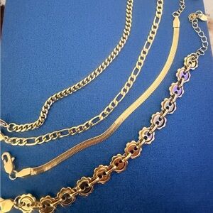 Elegant Gold Plated Chain Bracelet Set